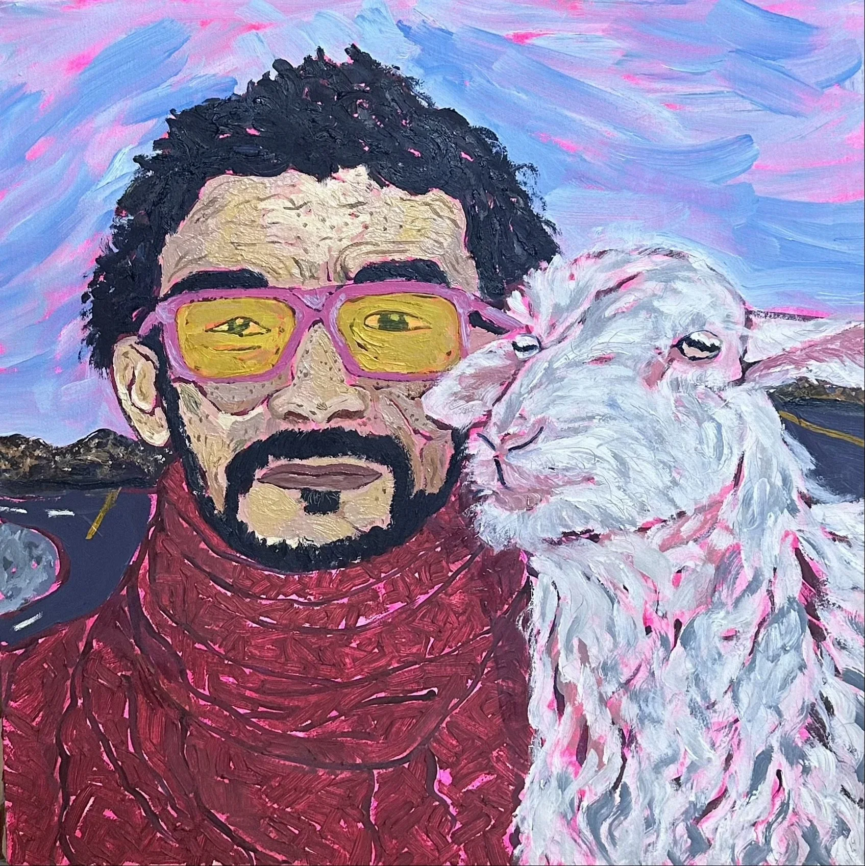 Baazigar Aur Bakra, oil on canvas, 2025, by Ayesha Abbas Khan