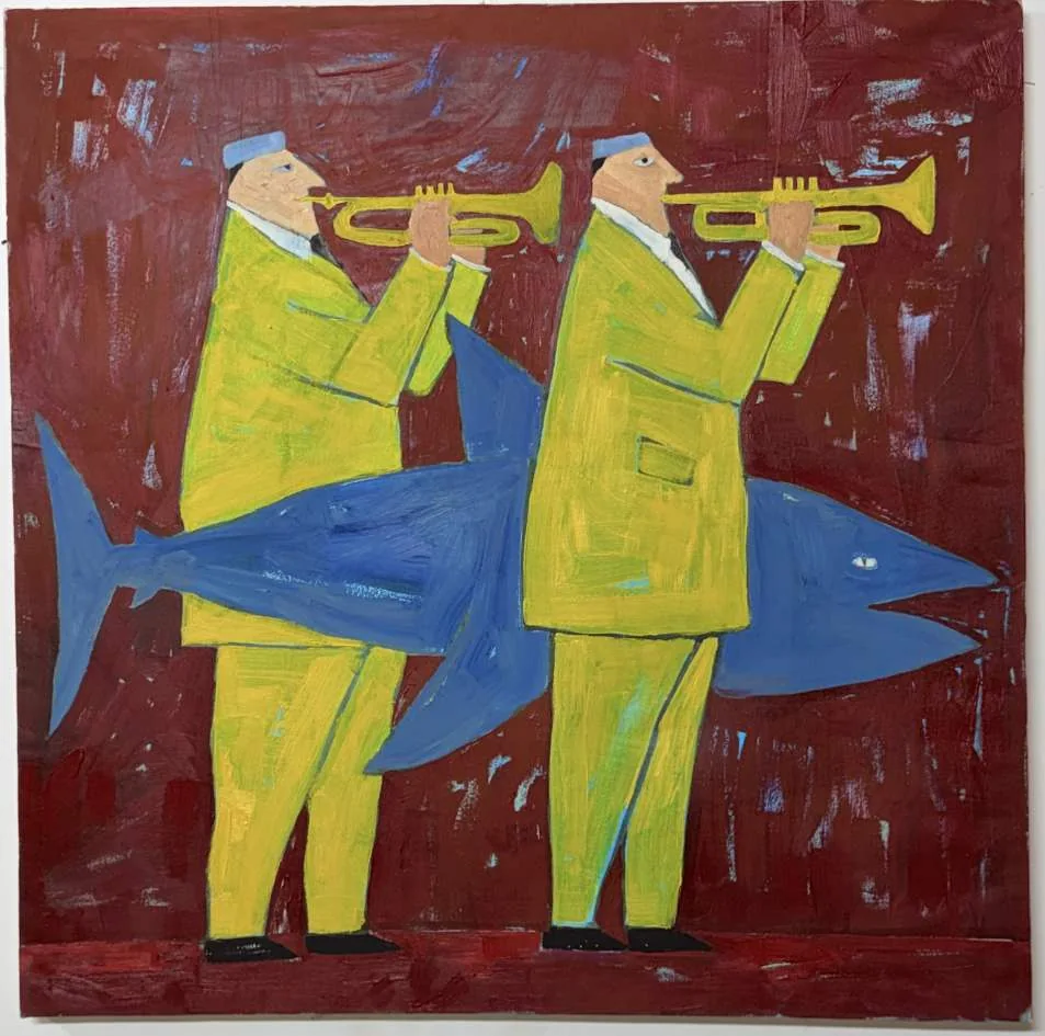Band on the Move, oil on canvas, 2026, by Ayesha Abbas Khan