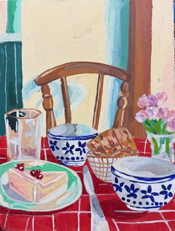 Breakfast, oil on canvas, 2025, by Ayesha Abbas Khan