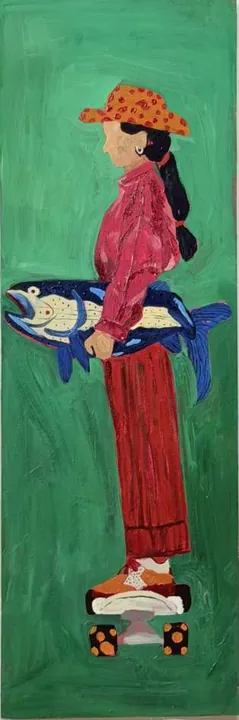 Catch and Roll, oil on canvas, 2026, by Ayesha Abbas Khan
