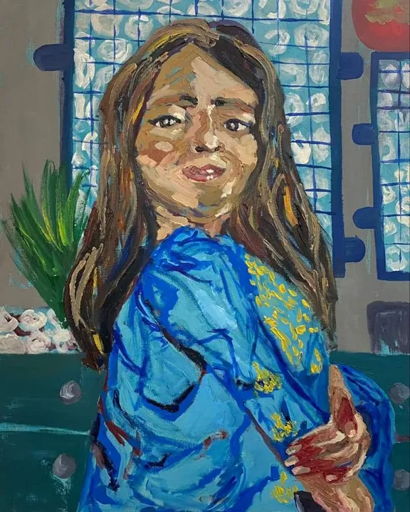 Eid Self-Portrait, oil on canvas, 2023, by Ayesha Abbas Khan