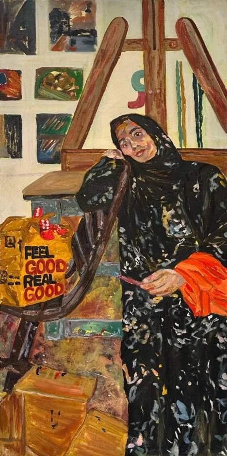 Feel Good Real Good, oil on canvas, 2023, by Ayesha Abbas Khan