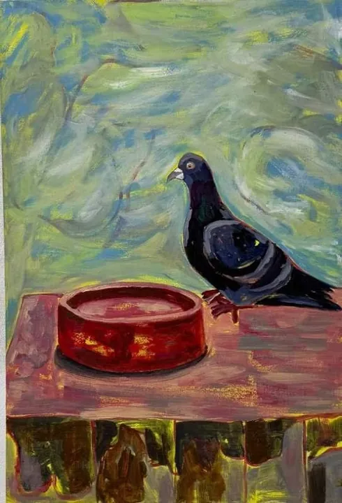 In the Eye of Grey, oil on canvas, 2025, by Ayesha Abbas Khan