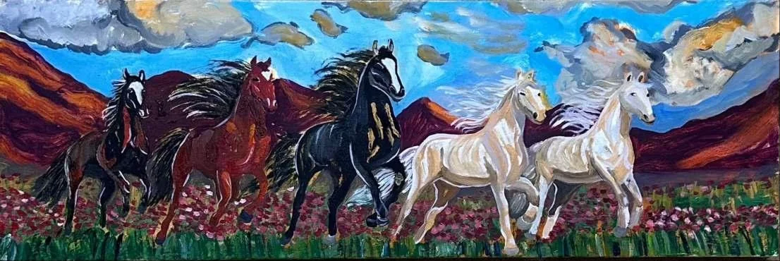 In the Heart of Motion, oil on canvas, 2024, by Ayesha Abbas Khan