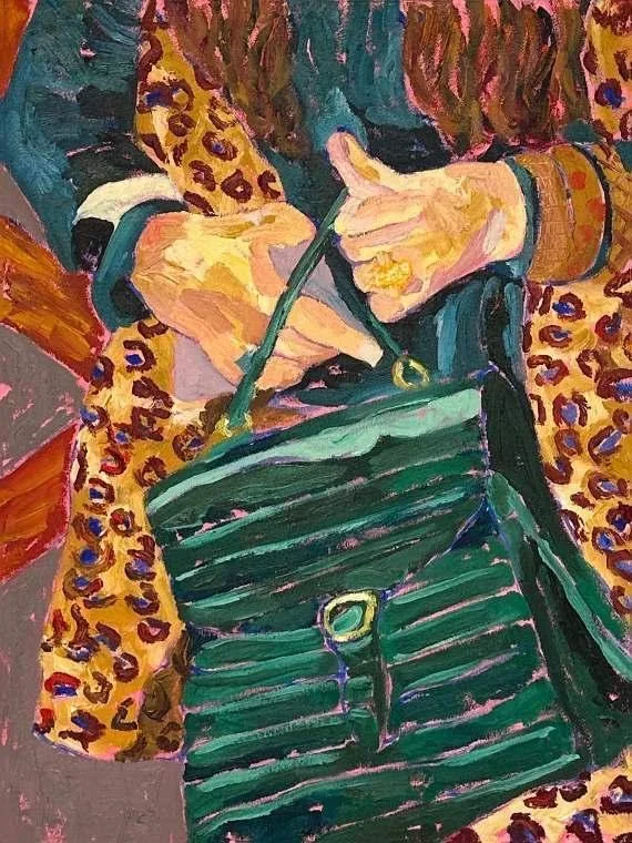 OOTD, oil on canvas, 2024, by Ayesha Abbas Khan