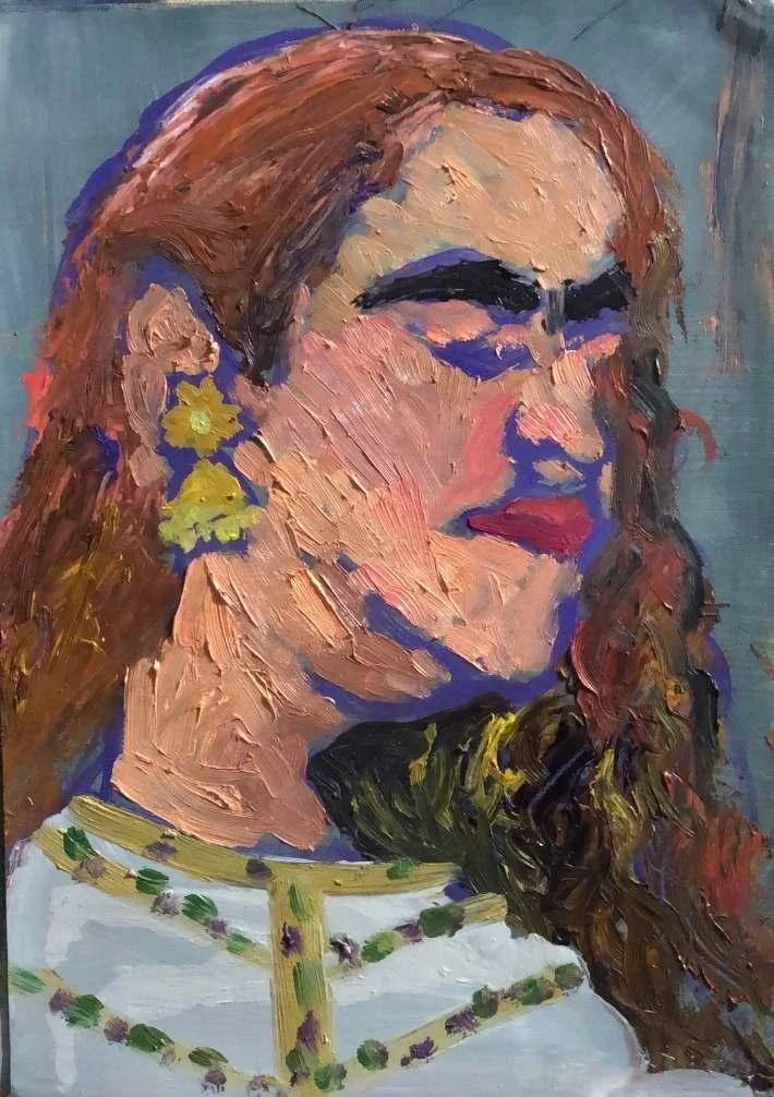 Self Portrait, oil on canvas, 2023, by Ayesha Abbas Khan