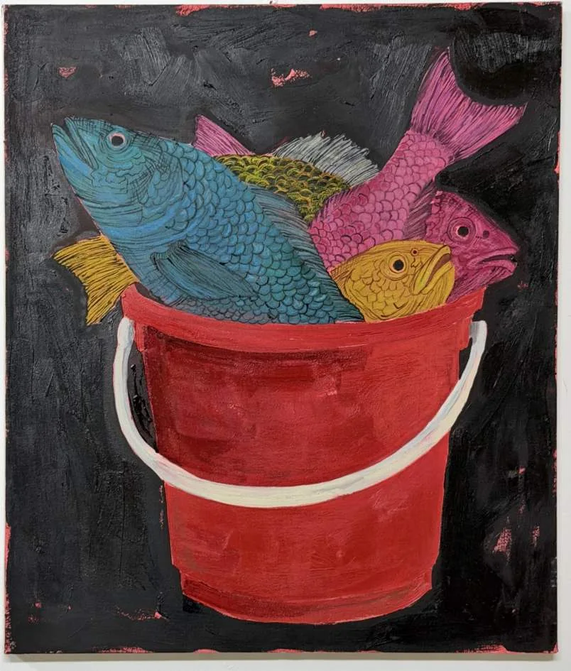 Still Life with Supper, mixed media on canvas, 2026, by Ayesha Abbas Khan