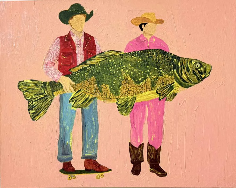 Two Hands, One Catch, oil on canvas, 2026, by Ayesha Abbas Khan
