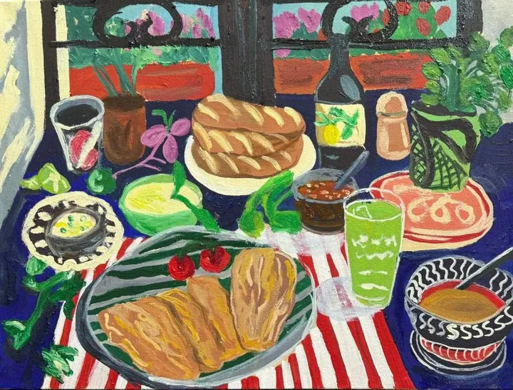 Windowed Whimsy, oil on canvas, 2025, by Ayesha Abbas Khan